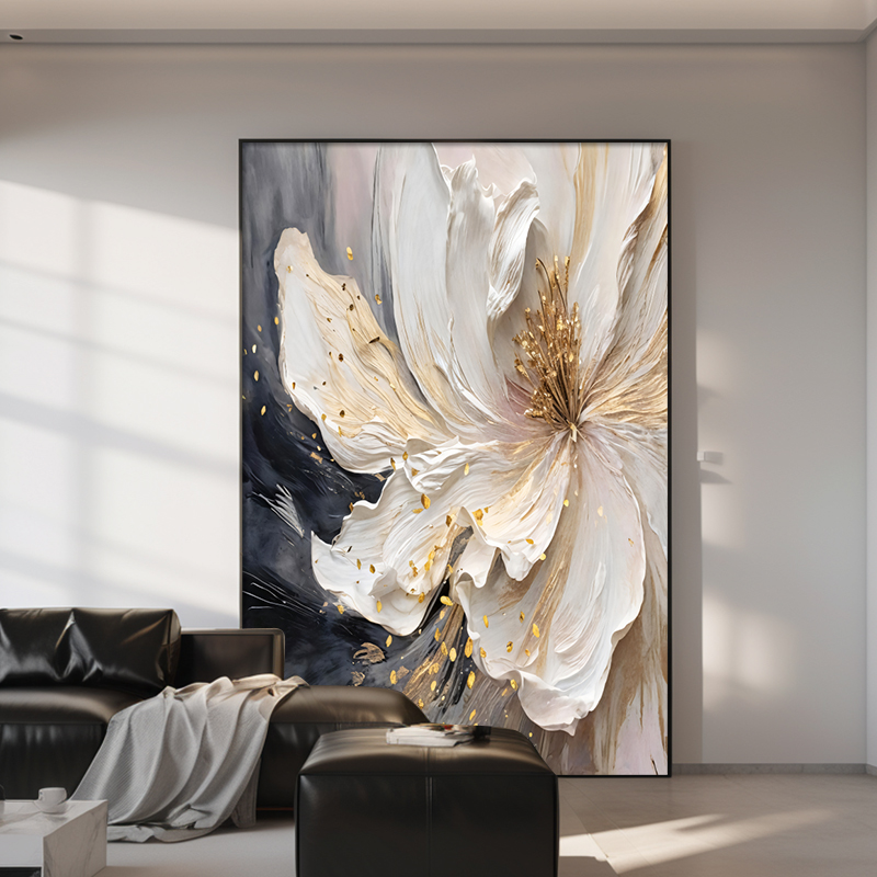 轻奢高级感客厅装饰画抽象花卉