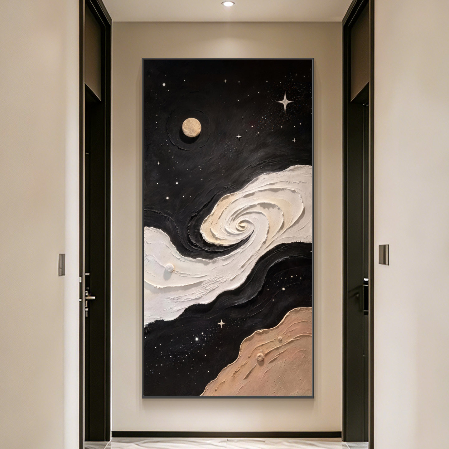 抽象肌理星空玄关正对门装饰画
