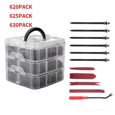 热卖620PCS盒装卡扣625卡扣630汽车紧固件卡子门板扣穿心钉