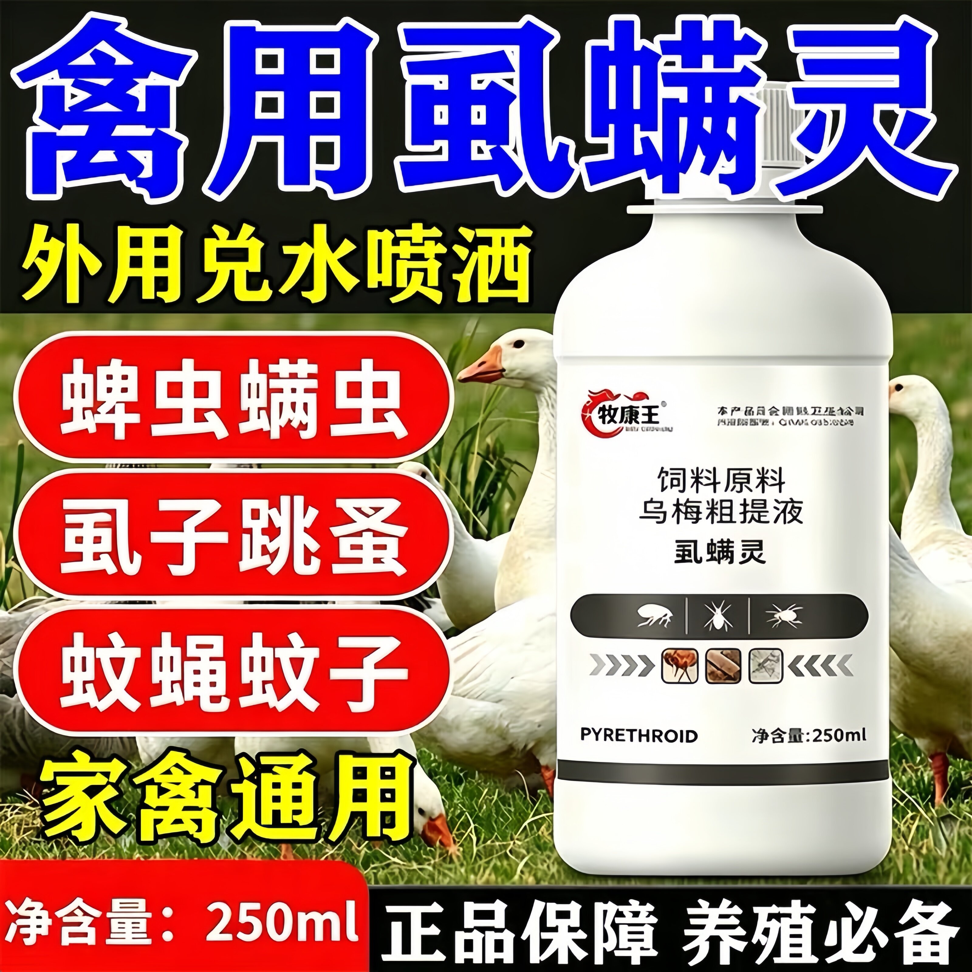 鸡虱子药鸡虱净去鸡身上虫子羽虱跳蚤螨虫鸡舍鸭鹅圈通用驱虫喷雾