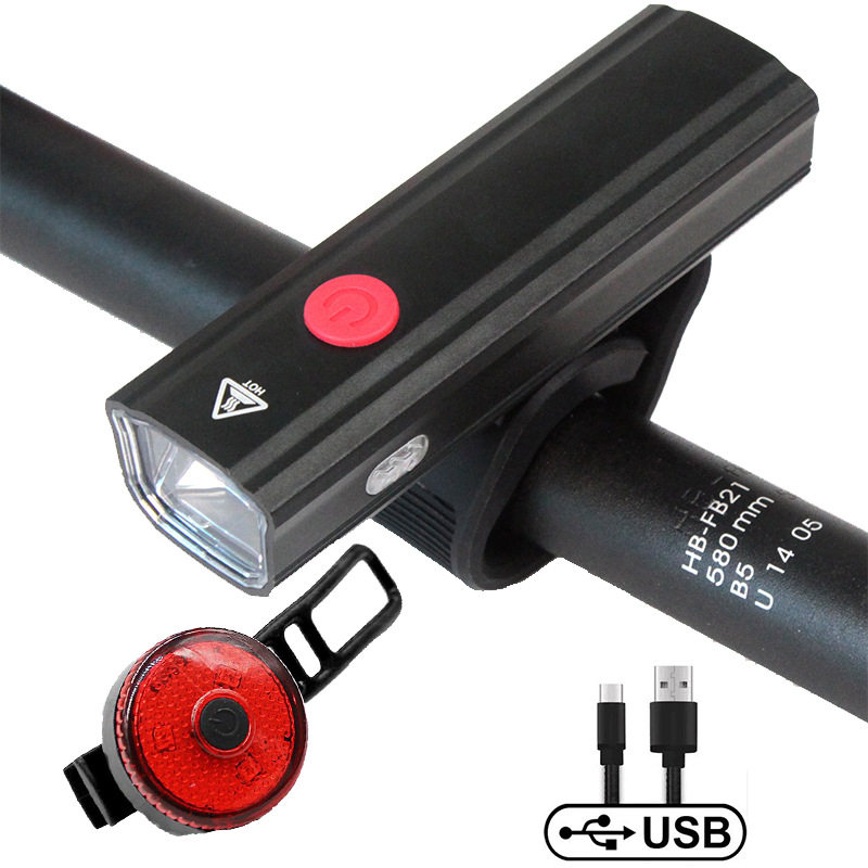 【新款德规公路车前灯】强光自行车前灯usb尾灯套装山地车骑行灯