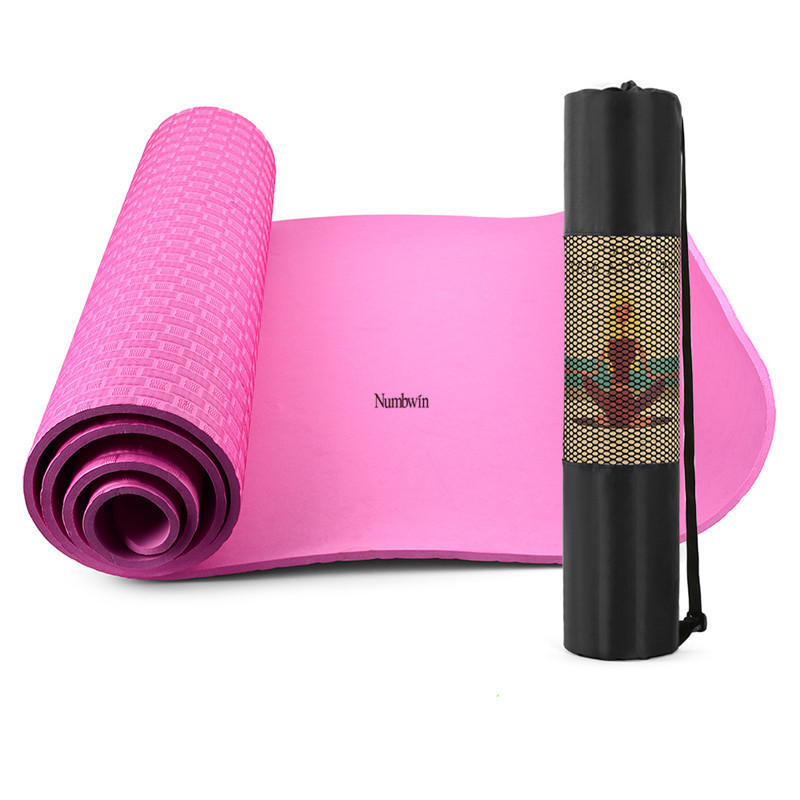 草席纹7mm瑜伽垫加长183加厚初学者男女健身家用垫宝宝爬爬垫送包