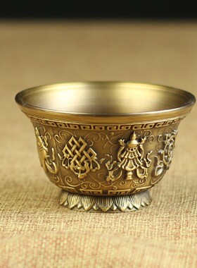 热销纯铜佛前供水杯财神供水杯八吉祥供杯供碗七供杯高脚供佛水杯