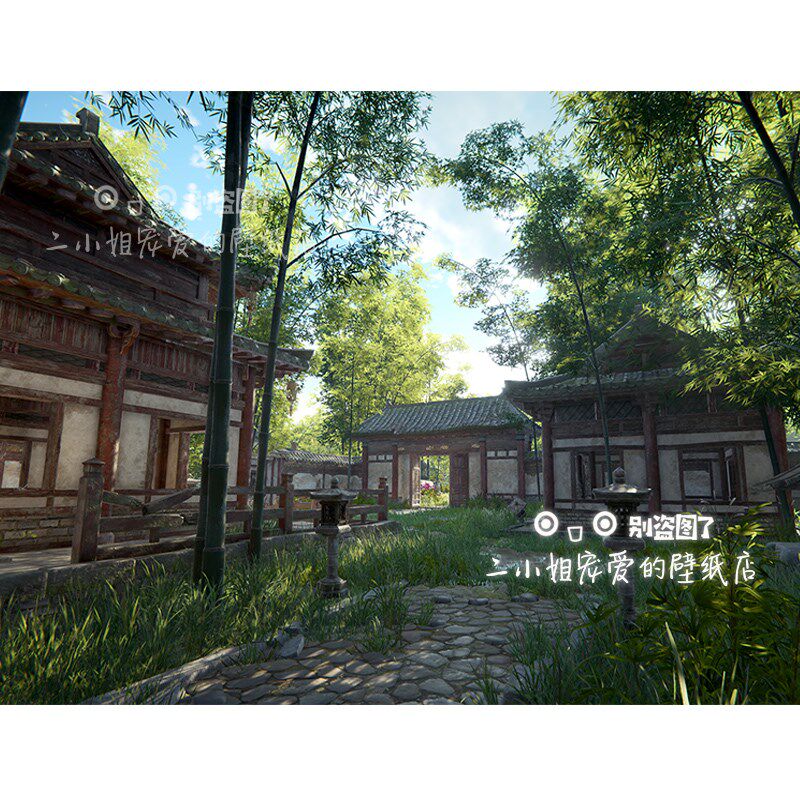 热销永劫无间墙纸酒店武侠主题背景拍照剧本杀壁纸恐怖建筑密室逃