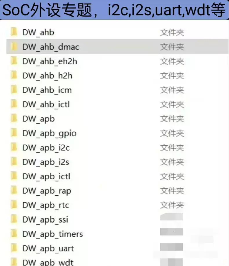 SoC外设专题，i2c,i2s,uart,wdt等 dw_iip_amba_2020.12a