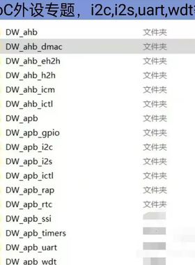 SoC外设专题，i2c,i2s,uart,wdt等 dw_iip_amba_2020.12a