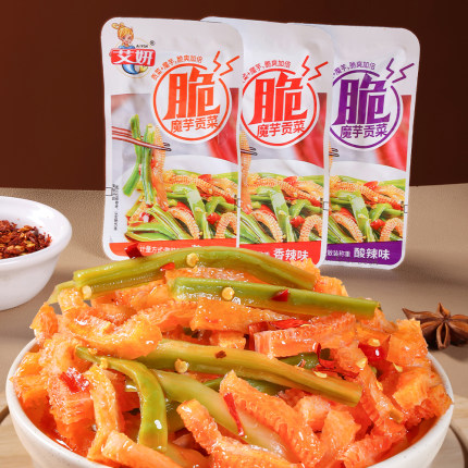 艾妍魔芋贡菜9g/袋香辣酸辣蒜香魔芋爽下饭菜开袋即食休闲零食