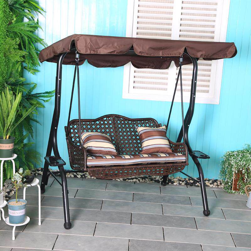 秋千阳台冰咖啡双人吊椅休闲摇椅编藤铁艺懒人户外吊床吊篮悬挂式