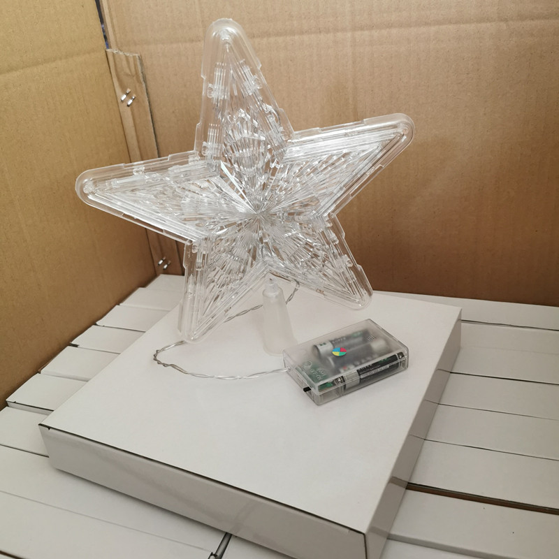 圣诞树顶灯发光星星灯带电池盒款五角星圣诞节装饰布置LED小彩灯