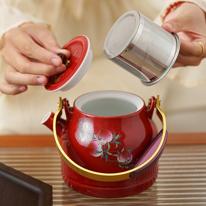 恒列寿桃茶具套装贺寿回礼实用茶壶茶杯生日老人寿宴答谢祝寿礼品