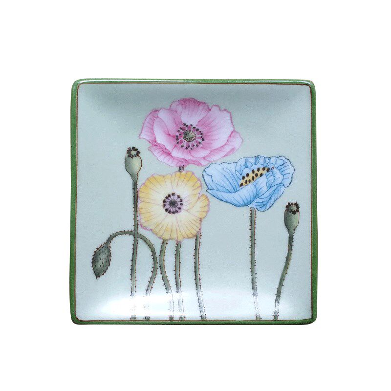 11.5cm新中式手工香皂盒酒店浴室肥皂碟陶瓷创意咖啡杯垫方形碟子