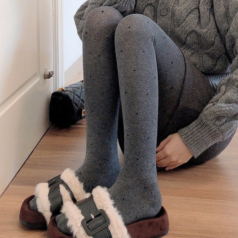 2024年新款烟灰色连裤袜秋冬加厚浅灰色打底裤袜波点JK奶白色丝袜