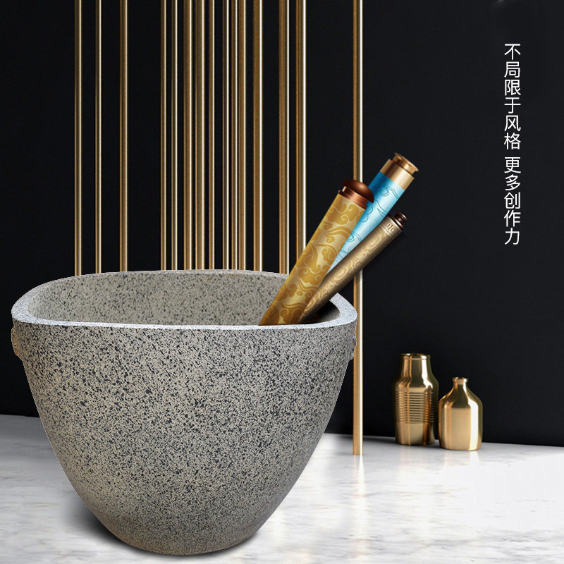 陶瓷摆件家用中号长方形水缸客厅时尚简约养鱼盆复古鱼缸栽树缸