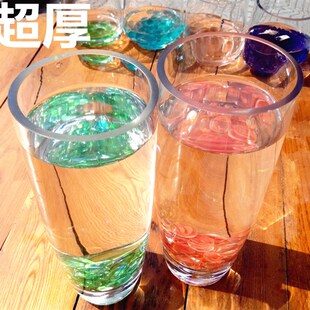 带底泡花瓶 插花富贵竹玻璃瓶 超白透明圆柱形直筒水培小鱼缸超厚