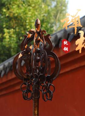 纯铜锡杖九股六股四股禅杖佛具铜摆件室内寺庙圣僧护法权杖高2米
