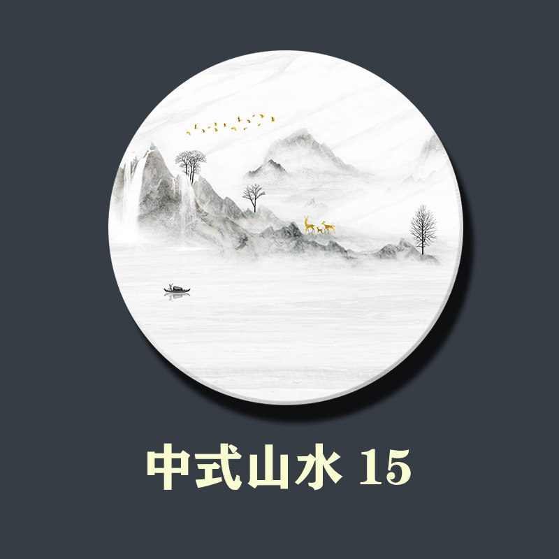 双面大理石人造石画定制做中式山水风景客厅玄关隔断屏风中间装饰