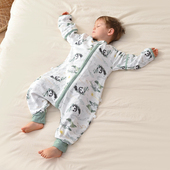 婴儿童睡袋春秋夏季 宝宝防踢被子神器 分腿空调房夏天纯棉纱布薄款