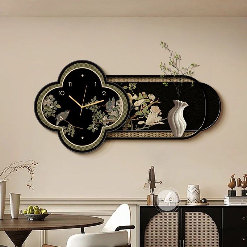 中古风餐厅装饰画带钟表2024新款餐桌挂画高级感复古客厅挂钟壁画,家居饰品,钟表画/挂钟画,淘宝优惠券,粉丝福利购,淘宝优惠卷