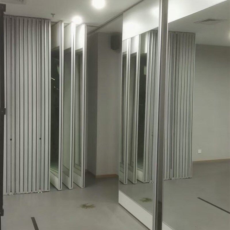 活动玻璃镜面隔断墙舞蹈室学校折叠身房移动屏风式铝合金框架定制