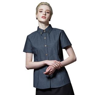 服务员工作服长袖酒吧餐厅服务生制服短袖服务员衣服男女秋冬服装