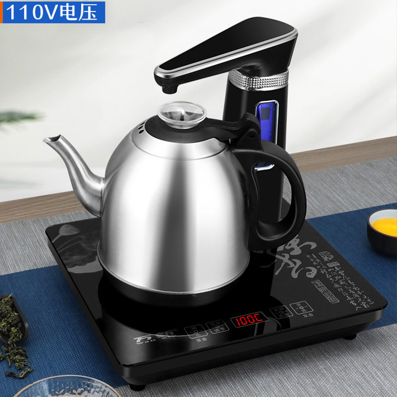 110V伏电热烧水壶全自动加水双层玻璃泡茶家用茶台一体嵌入煮茶壶