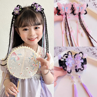 汉服发饰儿童古风头饰女童花朵流苏发夹小女孩珍珠抓夹中国风发卡
