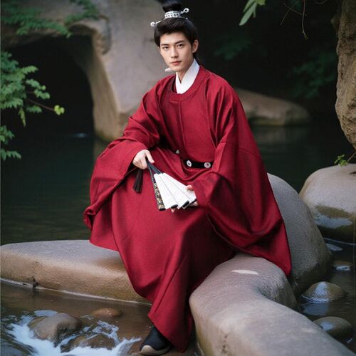 明制圆领袍正规汉服大码男款中国风长袍帅少爷广袖大臣官服古装服
