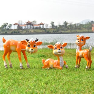 玻璃钢卡通梅花鹿雕塑户外公园林景观动物园景区草坪装饰小品摆件