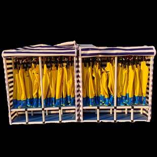 户外玩具收纳架多层防雨器械柜儿童体操垫移动车垫子架户外雨衣架