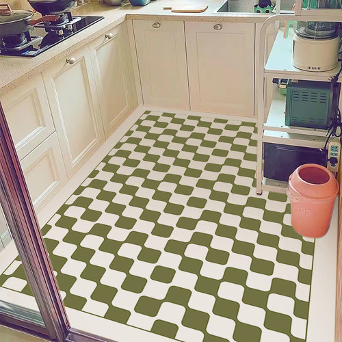 厨房满铺地垫防水防滑防油可擦免洗家用PVC地垫入户玄关耐脏脚垫