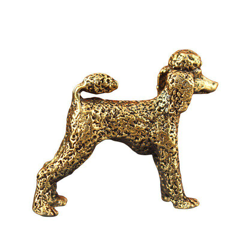 纯黄铜贵宾犬摆件实心铜小狗泰迪狼狗生肖狗工艺品小铜器桌面装饰