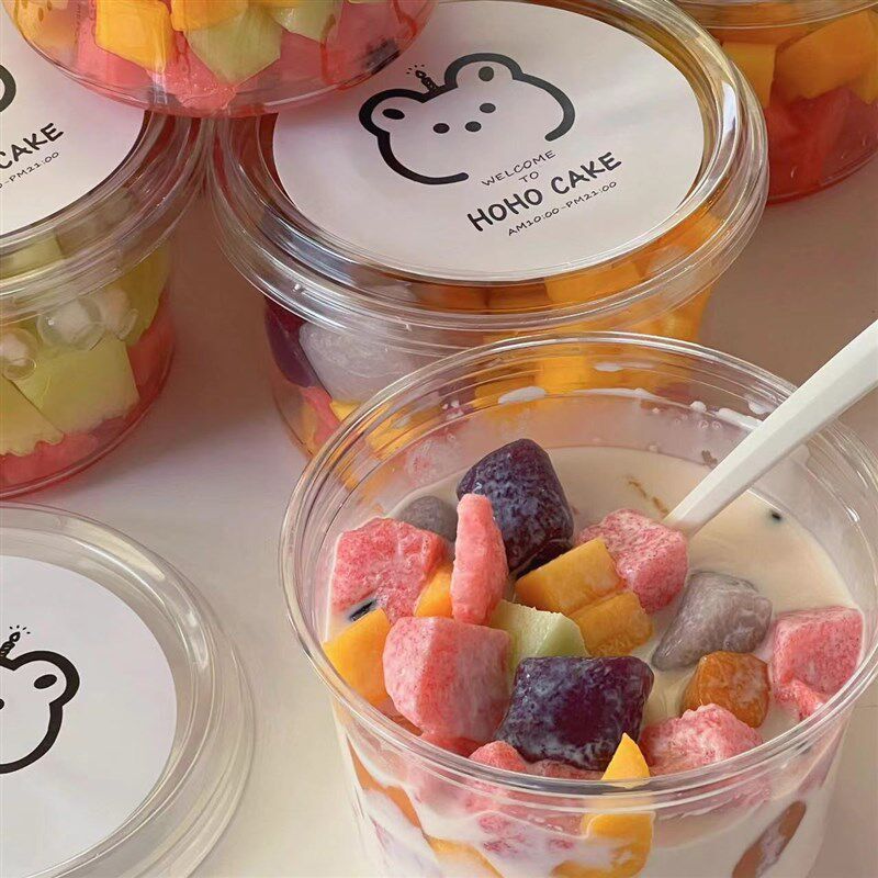 水果捞打包碗糖水芋泥芋圆饱饱碗打包盒椰奶冻杯子冰汤圆碗甜品杯
