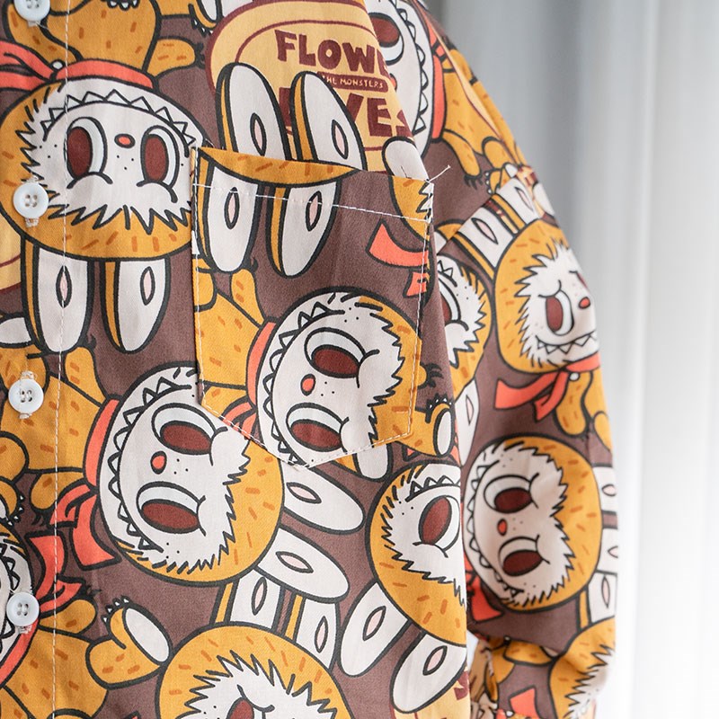 卡通风,儿童衬衫男童长袖衬衣中小童纯棉宽松薄款春秋装上衣外套