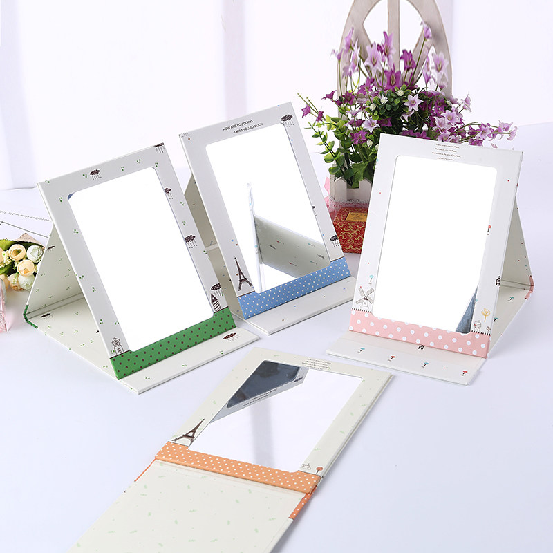 创意韩国卡通台式折叠化妆镜大号梳妆镜便携可爱公主镜随身小镜子