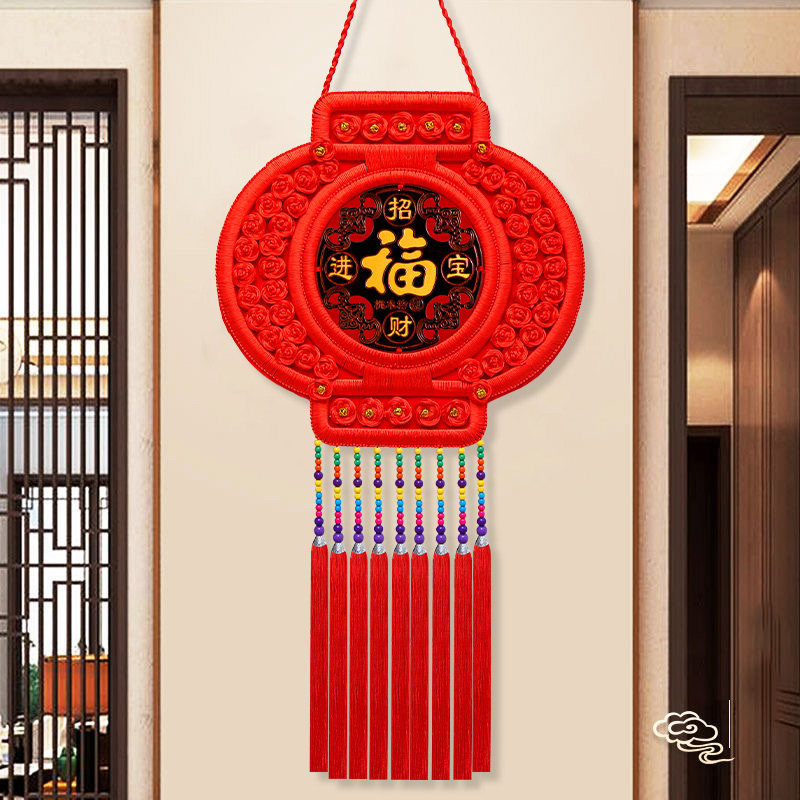 高档中国结挂件灯笼福字桃木客厅大号镇宅玄关入户门背景墙上装饰