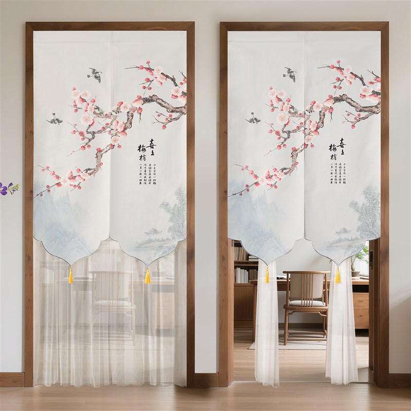 门帘免打孔隔断挂帘新款中式厨房化妆室厕所卧室房间门口遮挡帘纱