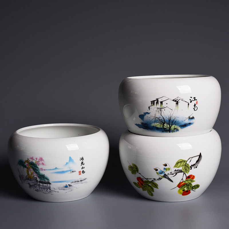 睡莲盆缸碗莲专用花盆陶瓷大号水养植物一叶莲荷花盆铜钱草水培