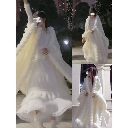 秋冬新款温柔风软糯毛衣外套女加厚中长款针织开衫宽松慵懒上衣服