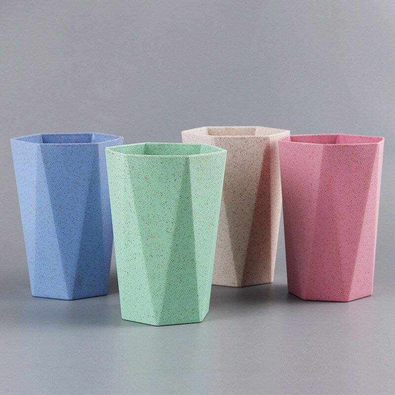 直销家用小麦秆漱口杯洗漱杯卫生间菱形刷牙杯子情侣牙缸漱口杯牙