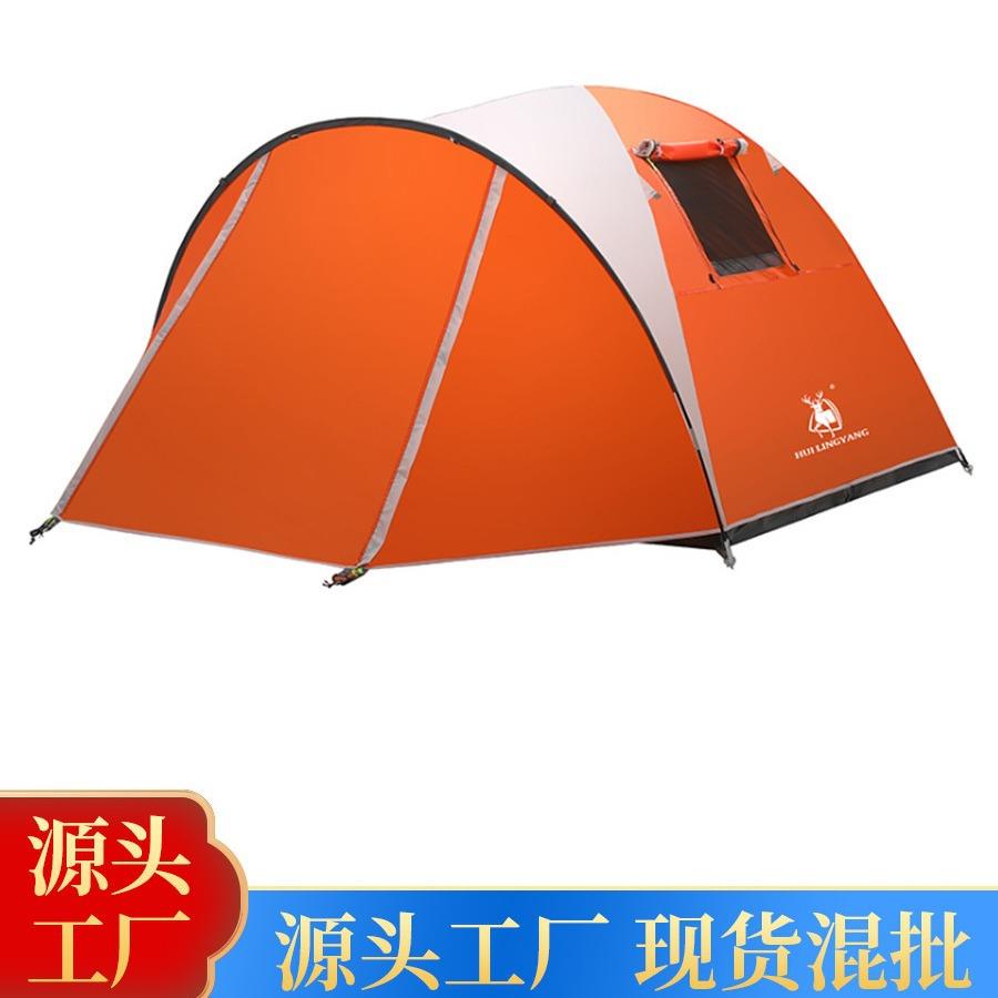 徽羚羊3-4人户外手搭防雨防晒野营帐篷一室一厅便携式露营帐篷