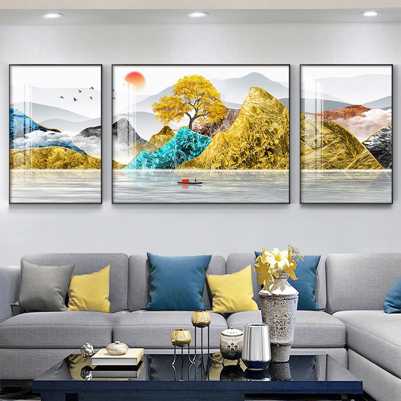定做卧室装饰画现代简约沙发背景墙挂画新中式客厅壁画墙画晶瓷轻图片