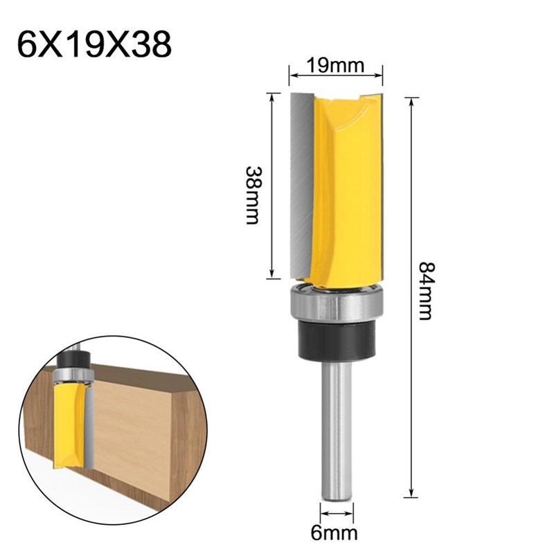6mm/6.35mm/8mm Shank Template Trim Hinge Mortising Router Bi