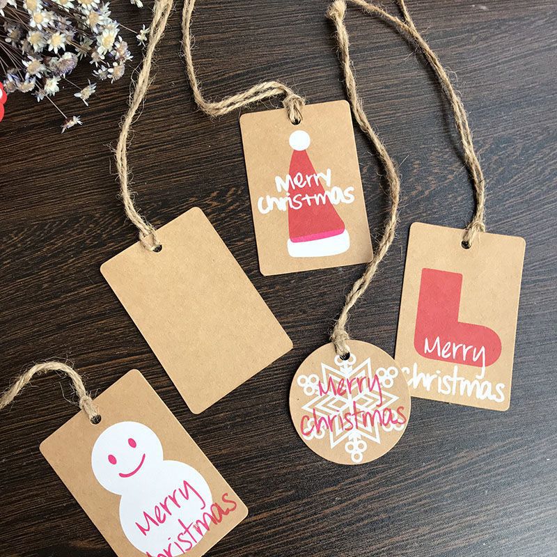 圣诞挂牌新年圣诞节贺卡牛皮复古心愿卡片挂盒许愿留言吊牌卡5款