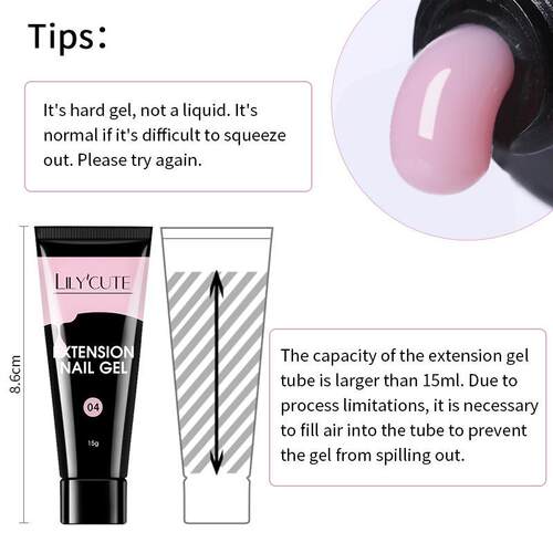极速LILYCUTE 15ml NaiTLKl Extenson GelA Kit iSfoak Of UV Gel