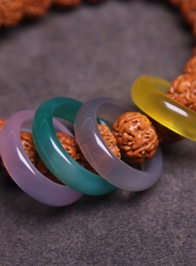 玉髓玛瑙指环手持跑环女红蓝粉玉髓戒指情侣尾戒仿冰种玉石扳指