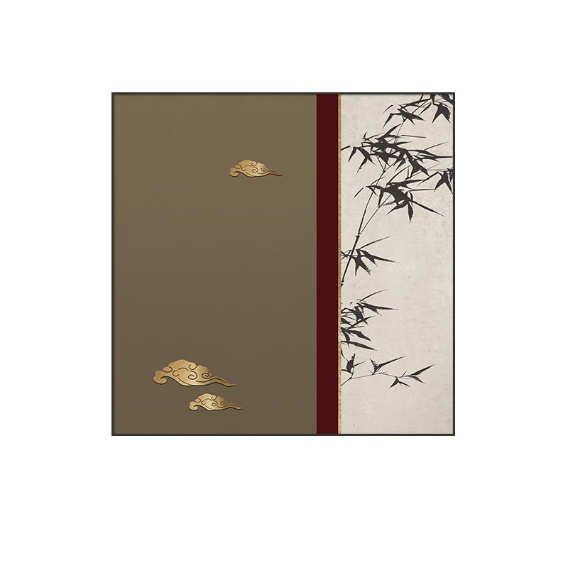 网红电表箱装饰画新中式松开树挂画液压杆免孔遮挡电闸关箱过道打图片