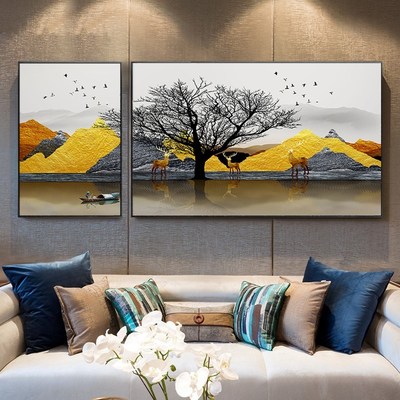 定做禅意风景画山水画沙发组合挂画经理创意画老板背景墙办公室装