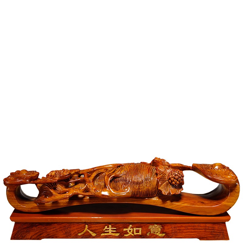 花梨木雕刻人生如意摆件红木家居办公玄关装饰工艺品生日乔迁送礼