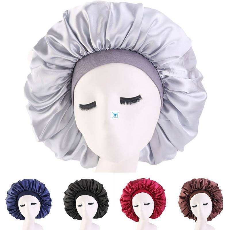 New Fshion Women Satin Night Sleep Cap Hair Bonnet Hat Silk