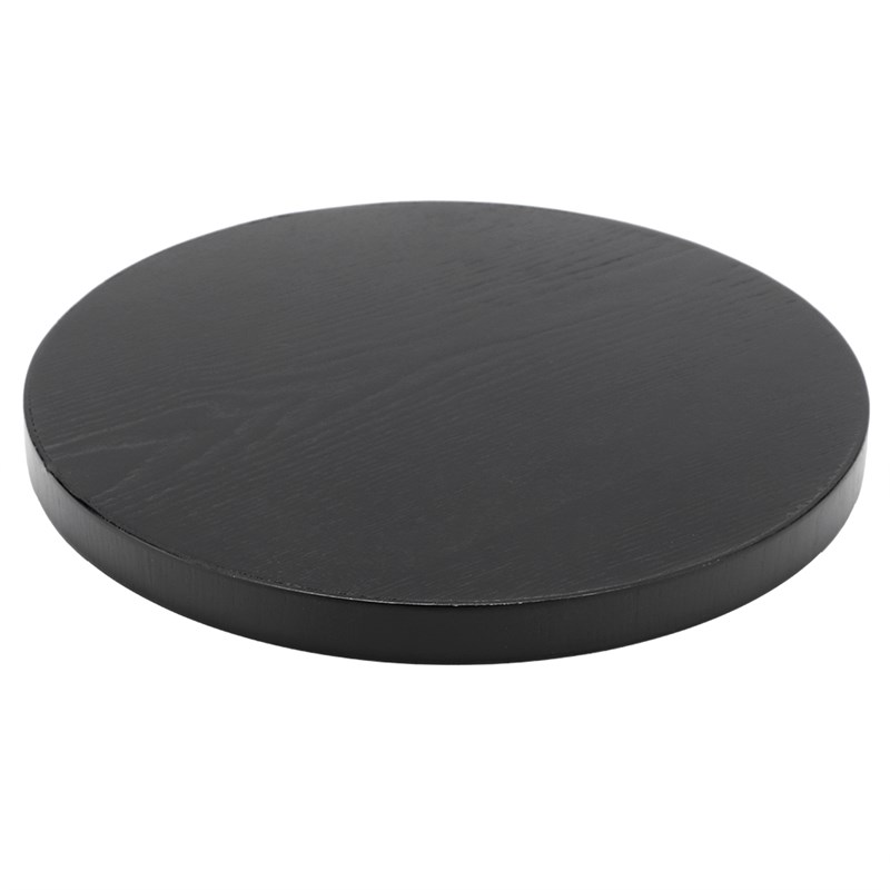 27CM Wooden Round Black Anti-Slip Tea Tray Serving Table